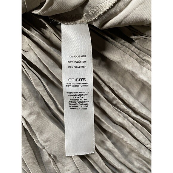 Chicos Crinkle Skirt Taupe MIDI Asymmetrical Hem Elastic Waist Chicos 2 - Picture 5 of 9